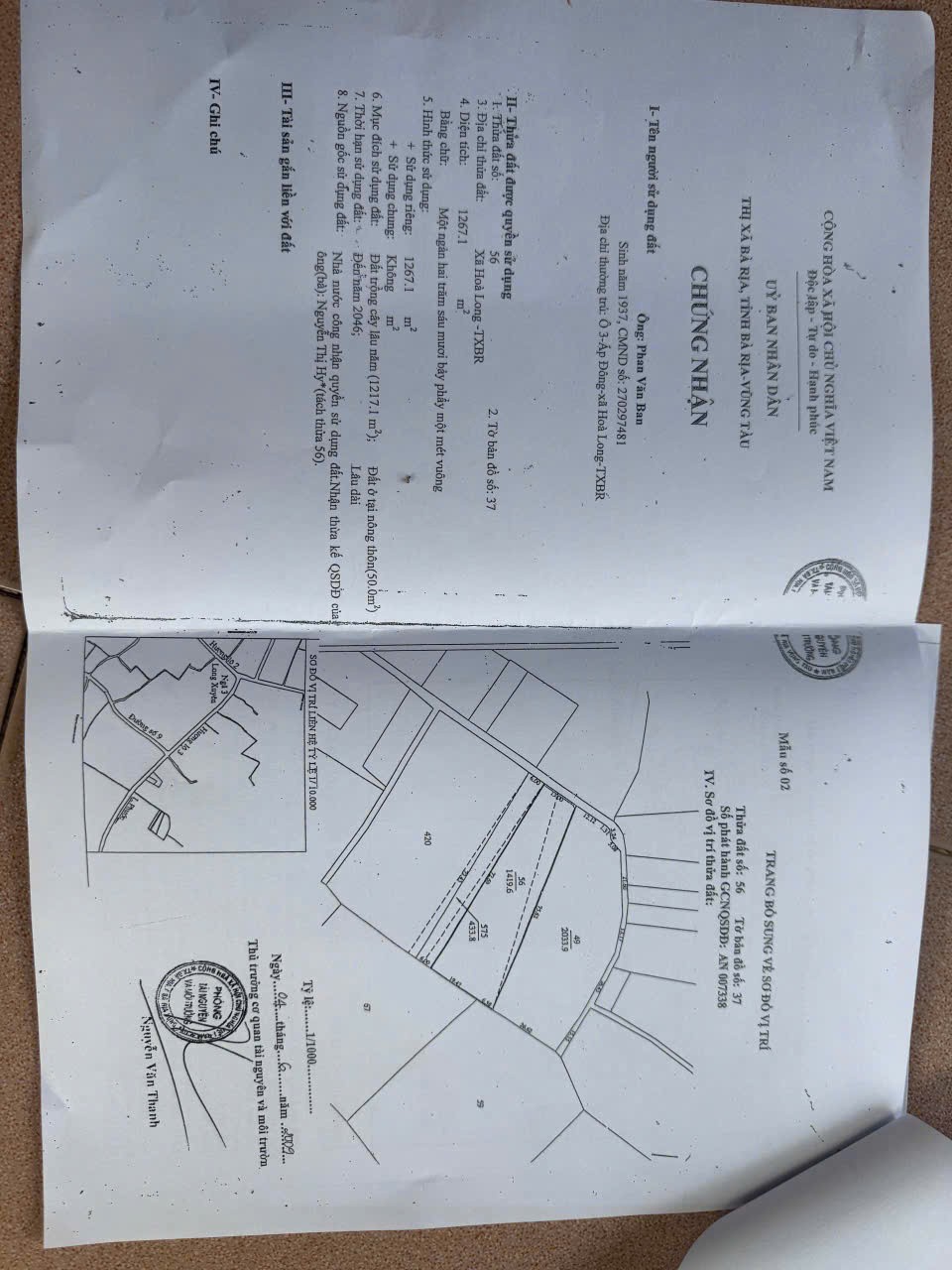 ĐẦU TƯ LÀ SINH LỜI - Chính Chủ Cần Bán Đất Đường Hương Lộ 3, xã Hòa Long, TP Bà Rịa, BRVT 15985498