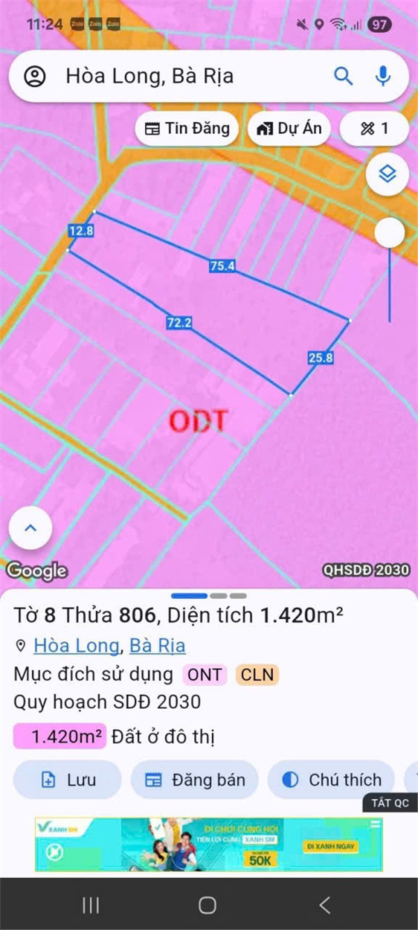 ĐẦU TƯ LÀ SINH LỜI - Chính Chủ Cần Bán Đất Đường Hương Lộ 3, xã Hòa Long, TP Bà Rịa, BRVT 15985498