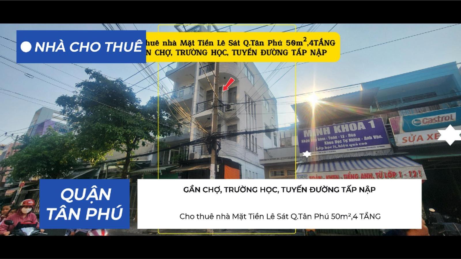 Cho thuê nhà Mặt Tiền Lê Sát Q.Tân Phú 50m²,4TẦNG, 25Triệu 15985682
