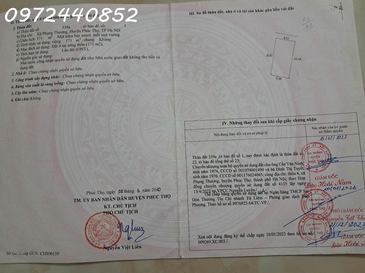 Chính chủ cần tiên bán nhanh lô đất 171m2 tại Phụng Thượng, Phúc Thọ, dân cư đông đúc 15986006