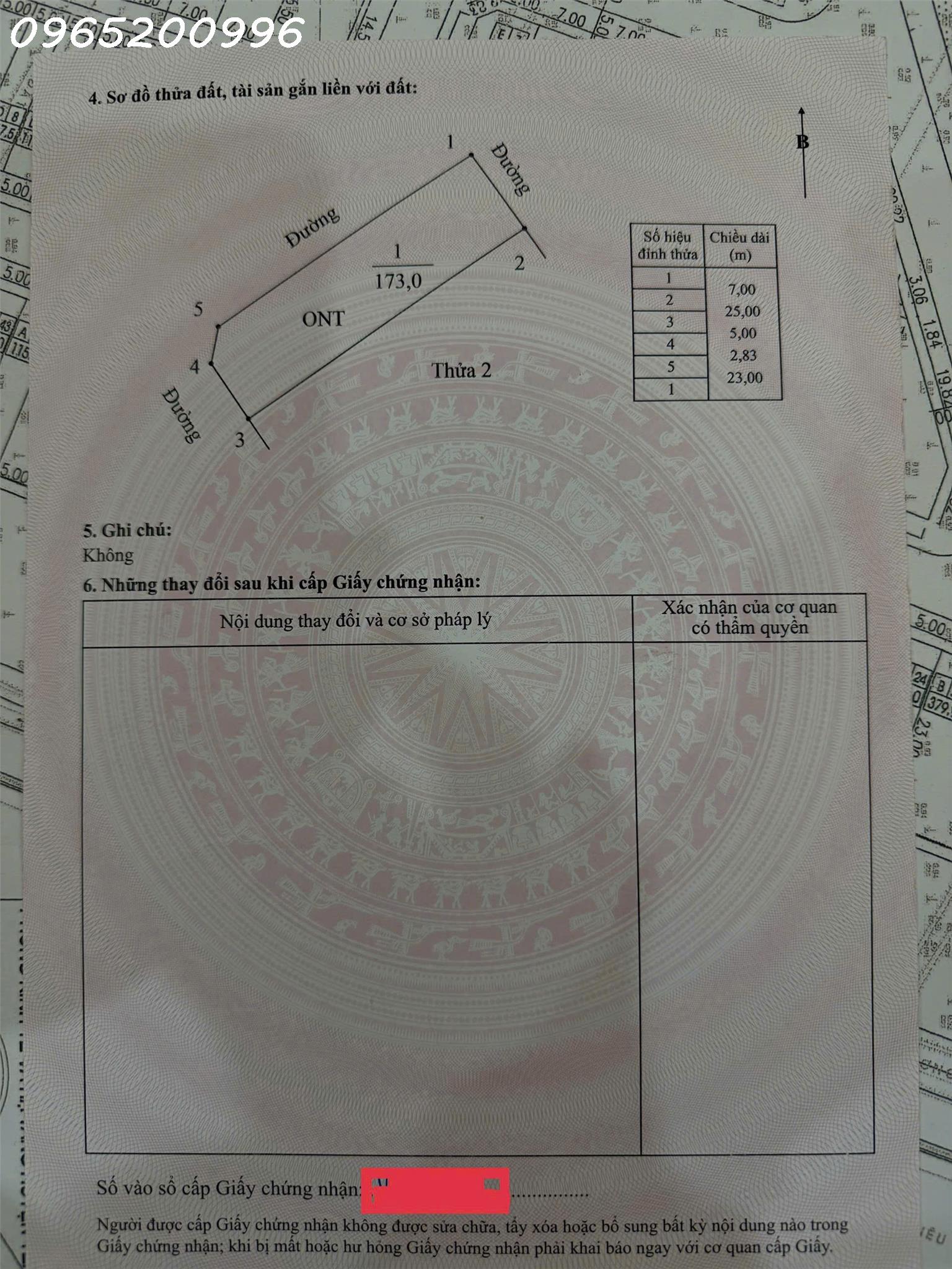 Cần tiền bán nhanh lô đất mặt tiền Xã Khánh Hội, Ninh Bình, DT 173m2, giá 5,3 tỷ 15986262