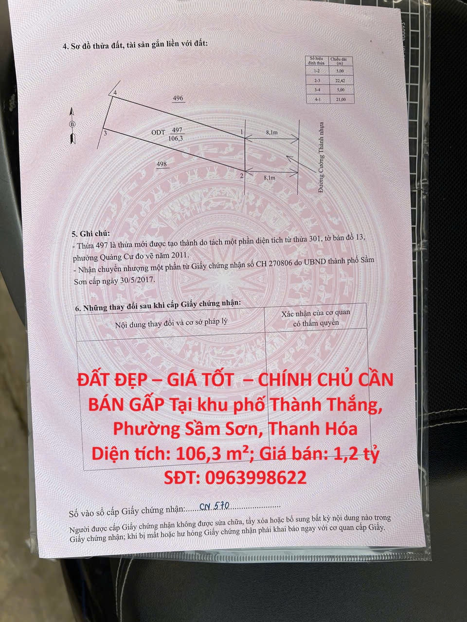 ĐẤT ĐẸP – GIÁ TỐT  – CHÍNH CHỦ CẦN BÁN GẤP Tại khu phố Thành Thắng, Phường Sầm Sơn, Thanh Hóa 15986268