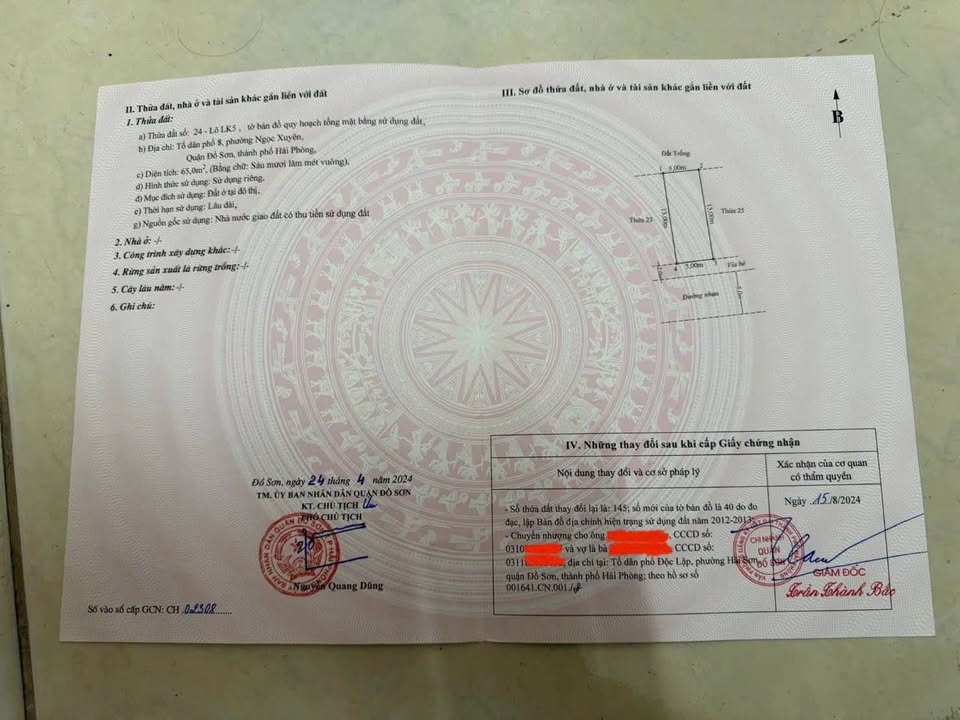 Bán đất 65m2m2 tại Tái Định Cư mới vạn hương Quận Đồ Sơn
 15986533