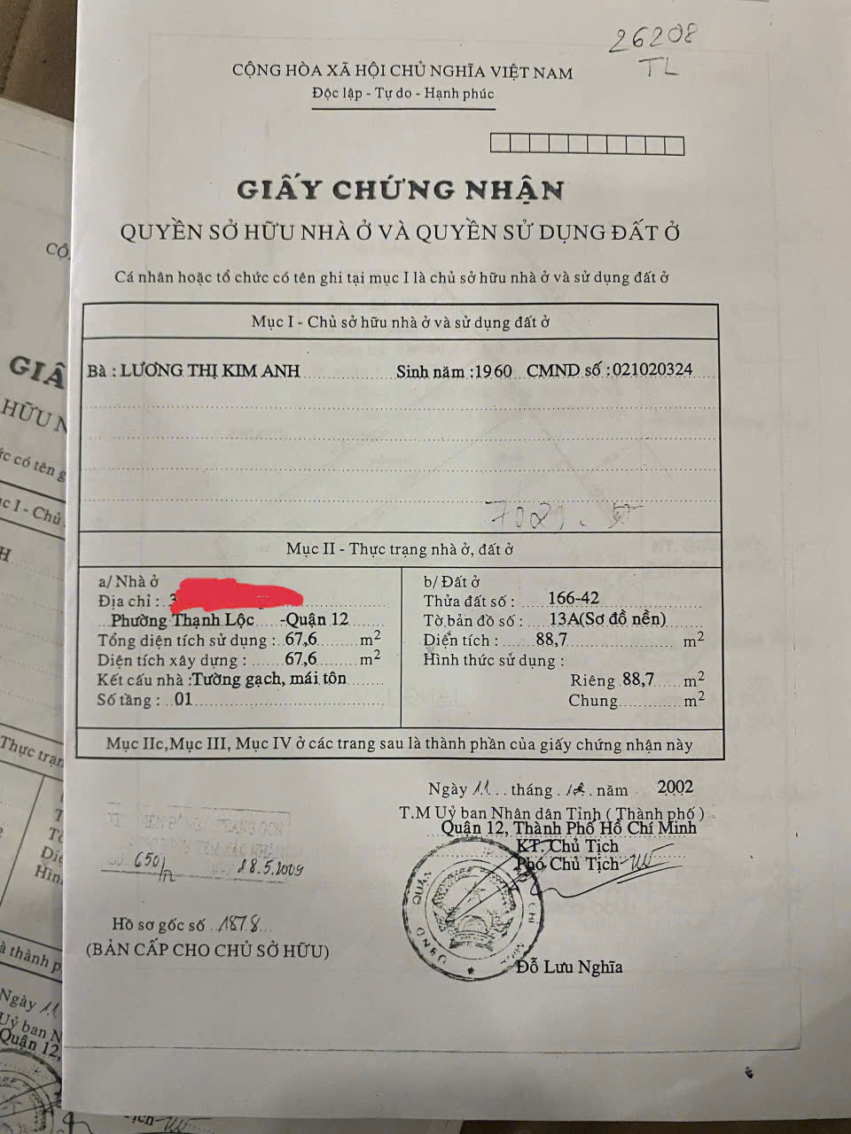 CHÍNH CHỦ BÁN NHÀ – PHƯỜNG THẠNH LỘC, QUẬN 12 15986536