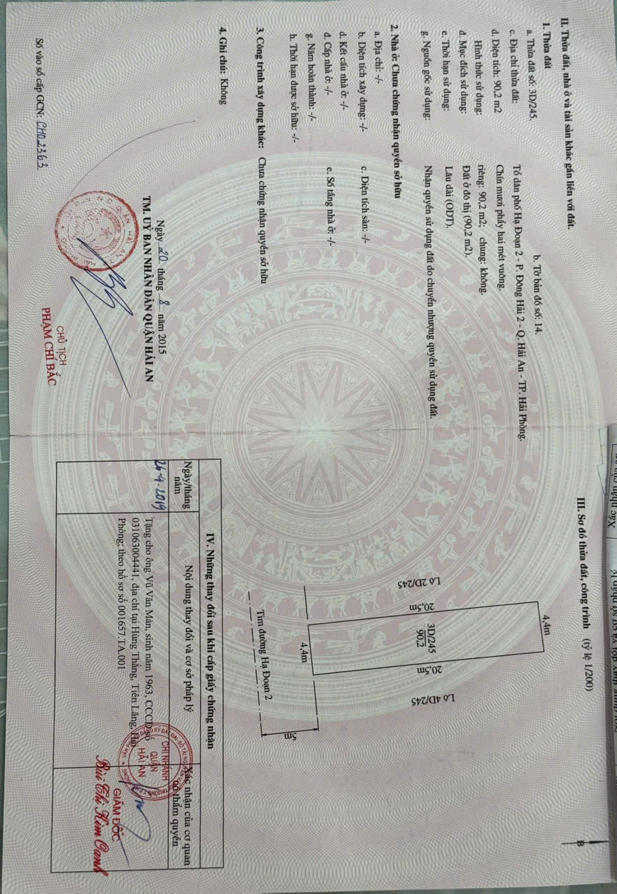 BÁN ĐẤT MẶT ĐƯỜNG HẠ ĐOẠN 2 – HẢI AN – 90M² – DÒNG TIỀN SẴN – GIÁ 69 TRIỆU/M² 15987087