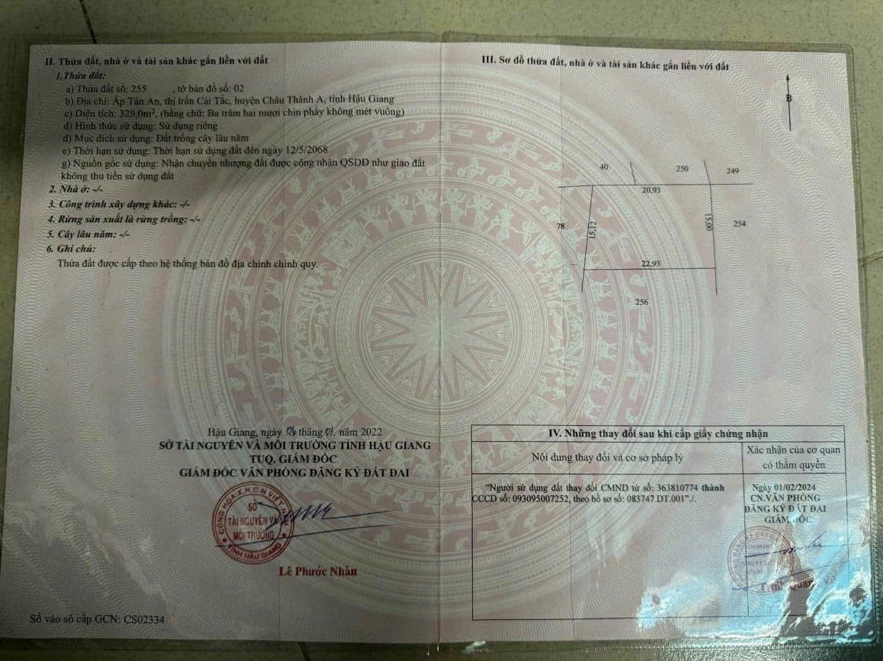 ĐẤT ĐẸP – GIÁ TỐT – CHÍNH CHỦ CẦN BÁN ĐẤT Thị Trấn Cái Tắc, Châu Thành A, Hậu Giang 15987093