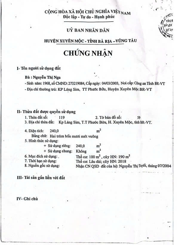 ĐẦU TƯ SINH LỜI - Chính Chủ Bán Đất Kèm Nhà Mặt Tiền Đường Thị Trấn Phước Bửu, Xuyên Mộc, BRVT 15987517