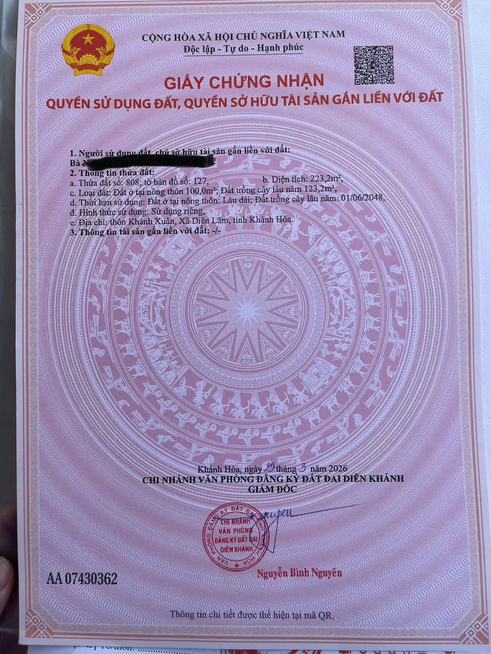 CHÍNH CHỦ CẦN TIỀN BÁN GẤP  ĐẤT MẶT TIỀN TỈNH LỘ 8 – DIÊN LÂM, DIÊN KHÁNH, KHÁNH HÒA 15987897