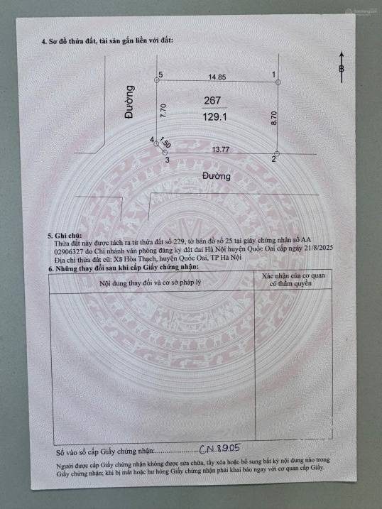 Bán lô góc 100m2 Phú Cát, MT 15m, đường 8m, full thổ cư, gần CNC Hoà Lạc 15988064