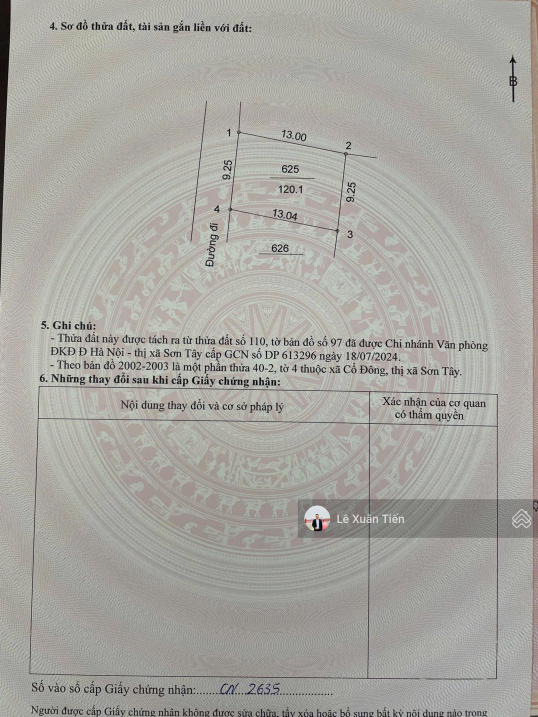 Lô đất 120.1m2 full thổ tại Đồng Trạng, Hòa Lạc mặt tiền 9,25m. Đường thông ôtô tránh. Chỉ 33tr/m2 15988285