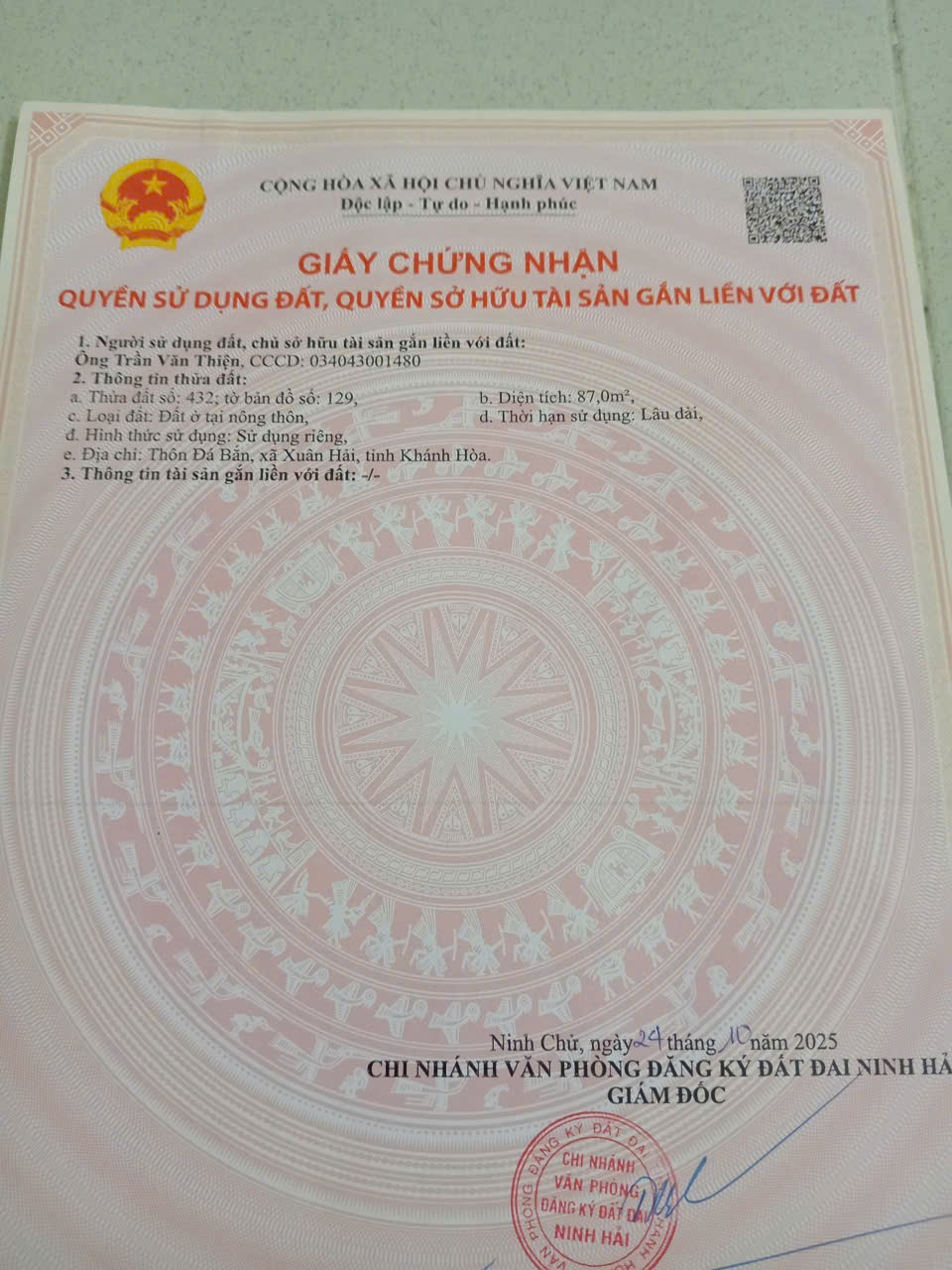 ĐẤT ĐẸP – GIÁ TỐT – CHÍNH CHỦ CẦN BÁN ĐẤT Xã Hộ Hải, Huyện Ninh Hải, Tỉnh Ninh Thuận 15988333