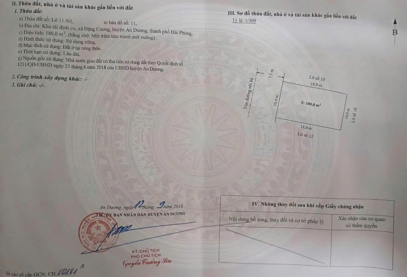 Bán đất ngang 10m trục chính TĐC Thành Công, Đặng Cương, An Dương 15988500