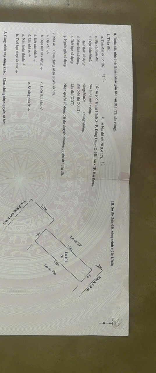 BÁN 2 LÔ ĐẤT MẶT ĐƯỜNG BẾN LÁNG – GẦN LÔ 17 LÊ HỒNG PHONG – GIÁ 99TR/M² 15988579