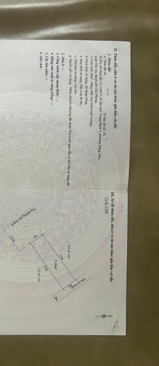 BÁN 2 LÔ ĐẤT MẶT ĐƯỜNG BẾN LÁNG – GẦN LÔ 17 LÊ HỒNG PHONG – GIÁ 99TR/M² 15988579