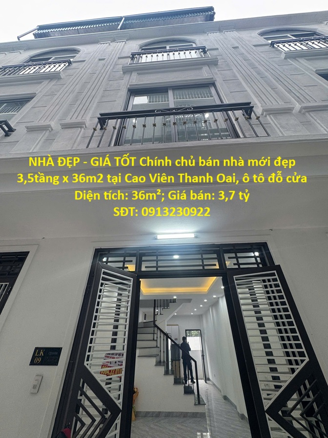NHÀ ĐẸP - GIÁ TỐT Chính chủ bán nhà mới đẹp 3,5tầng x 36m2 tại Cao Viên Thanh Oai, ô tô đỗ cửa 15988612