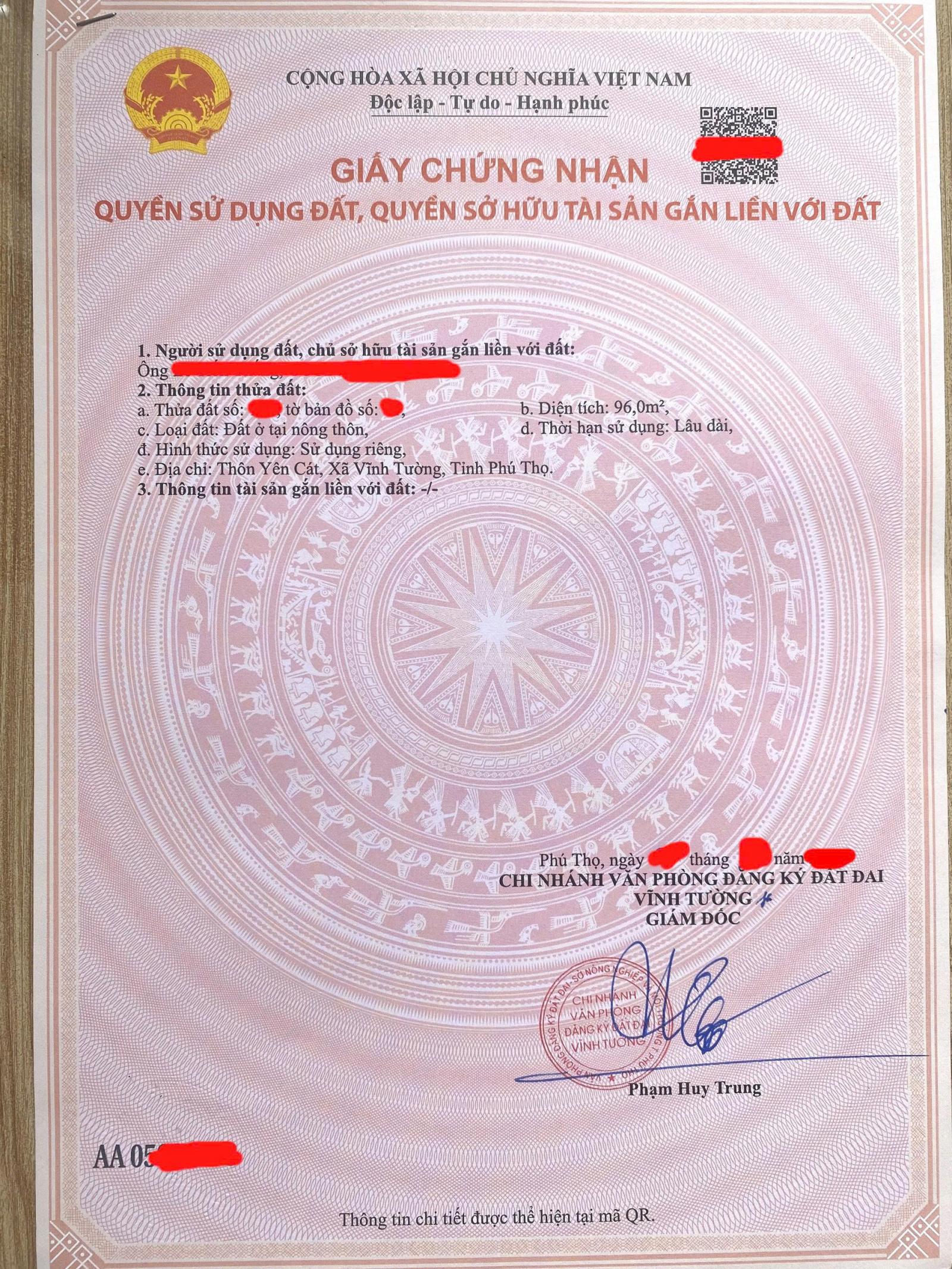 CƠ HỘI ĐẦU TƯ – ĐẤT ĐẸP TRUNG TÂM VĨNH TƯỜNG- VĨNH PHÚC 15988685