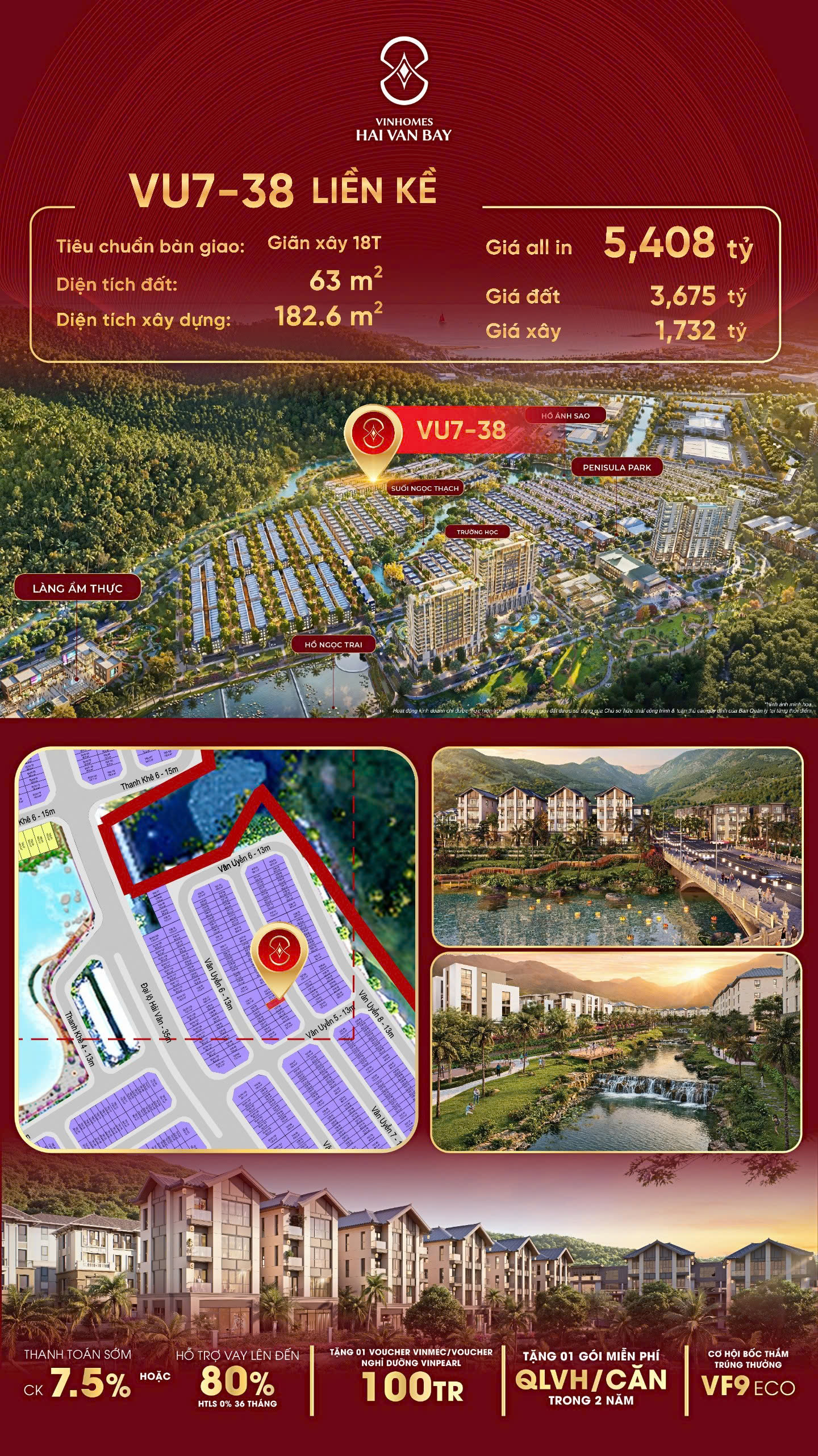 BÁN BIỆT THỰ LIỀN KỀ 63M2 GẦN BIỂN TẠI DỰ ÁN VINHOMES HẢI VÂN BAY CỦA CĐT GROUP 15988817