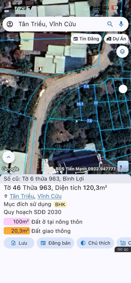 CHÍNH CHỦ Bán hai lô đất măt tiền đường Bến Đôi, Đồng Nai - Giá 2 lô 2,3 tỷ có 100 thổ cư 15988940