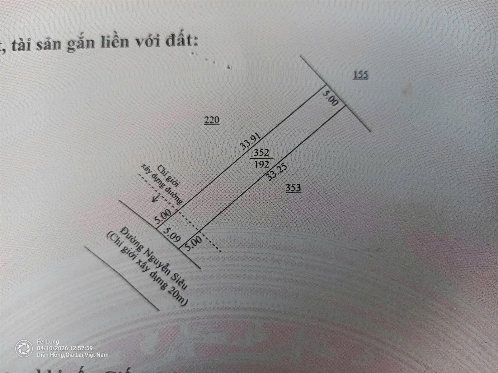 ĐẤT ĐẸP – CHÍNH CHỦ CẦN BÁN LÔ ĐẤT TẠI  Phường Diên Hồng, Gia Lai(ĐC Cũ Diên Phú, Pleiku, Gia Lai) 15988968