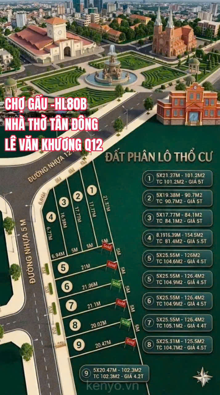 8 LÔ MẶT TIỀN NHỰA – GIÁP Q12 – GẦN CHỢ GẤU & NHÀ THỜ TÂN ĐÔNG – TỪ NHỈNH 4 TỶ 15989089