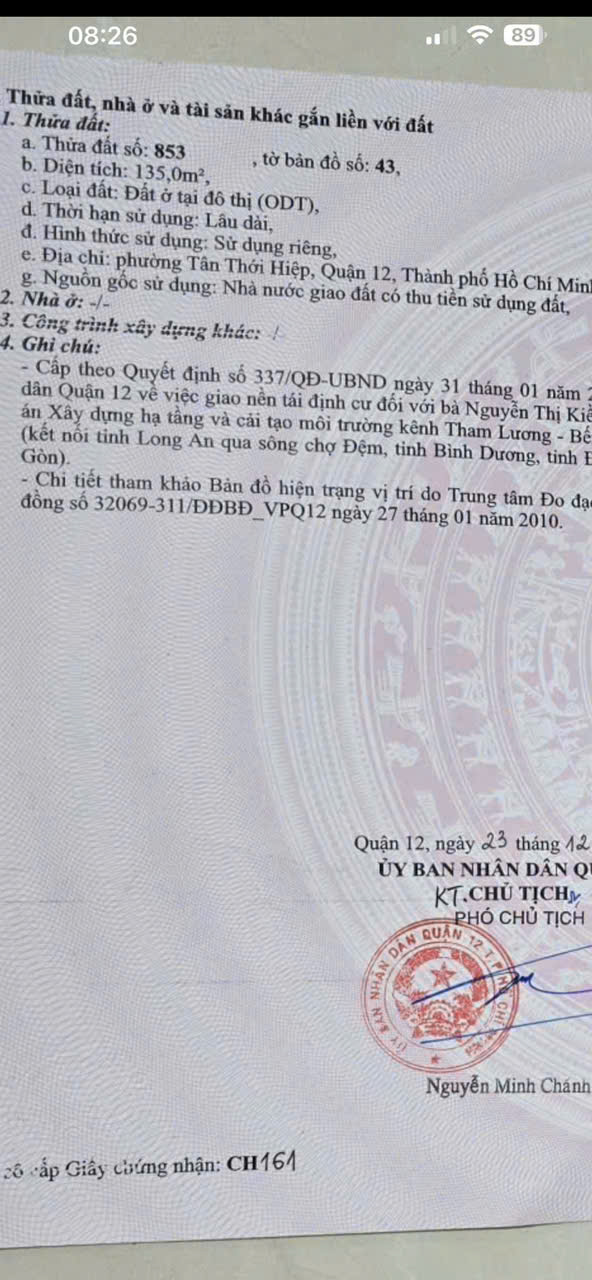 ĐẤT KDC TÂN TIẾN – GẦN NGUYỄN VĂN QUÁ – 5x27M NỞ HẬU – CHỈ 7.5 TỶ 15989235