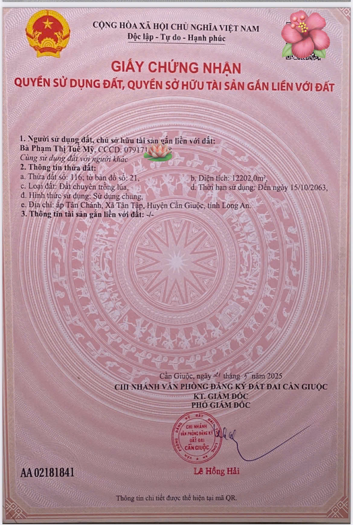 SIÊU PHẨM ĐẤT MẶT TIỀN 826D – TÂN TẬP, LONG HẬU 15989476