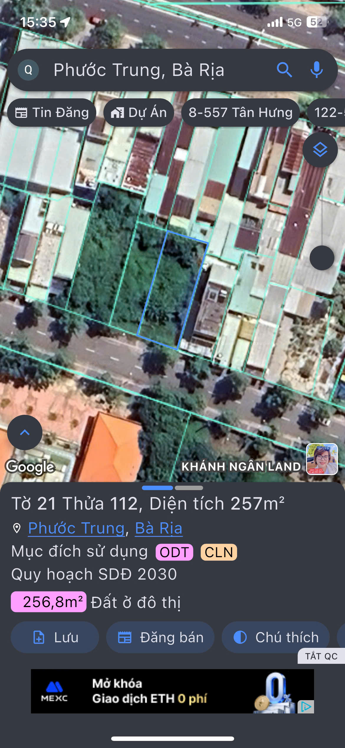 ►  BÁN ĐẤT PHƯỚC TRUNG – BÀ RỊA VŨNG TÀU 15989636