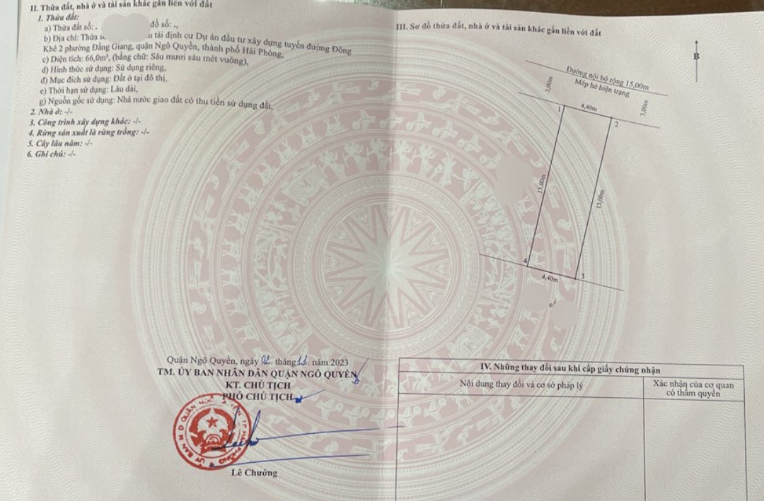 💋💋Rẻ nhất tái định cư Cây Đa - 66m - Ngang 4.4m - trục thông Văn Cao 15989866