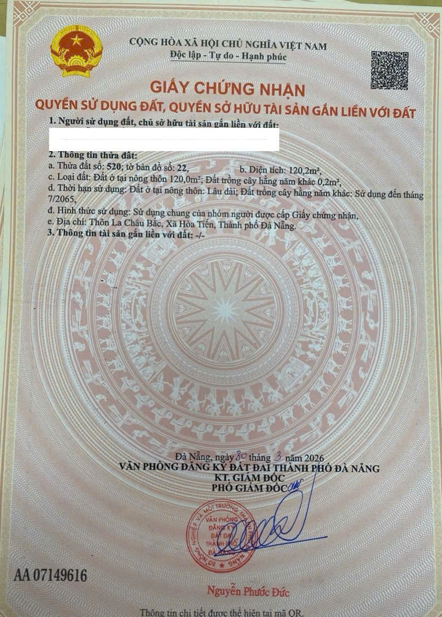 Chỉ 1.850tr  Anh Chị sở hữu ngay lô đất Mặt Tiền Đường Nhựa 7.5m Liên Thôn Hoà Tiến . 15989991