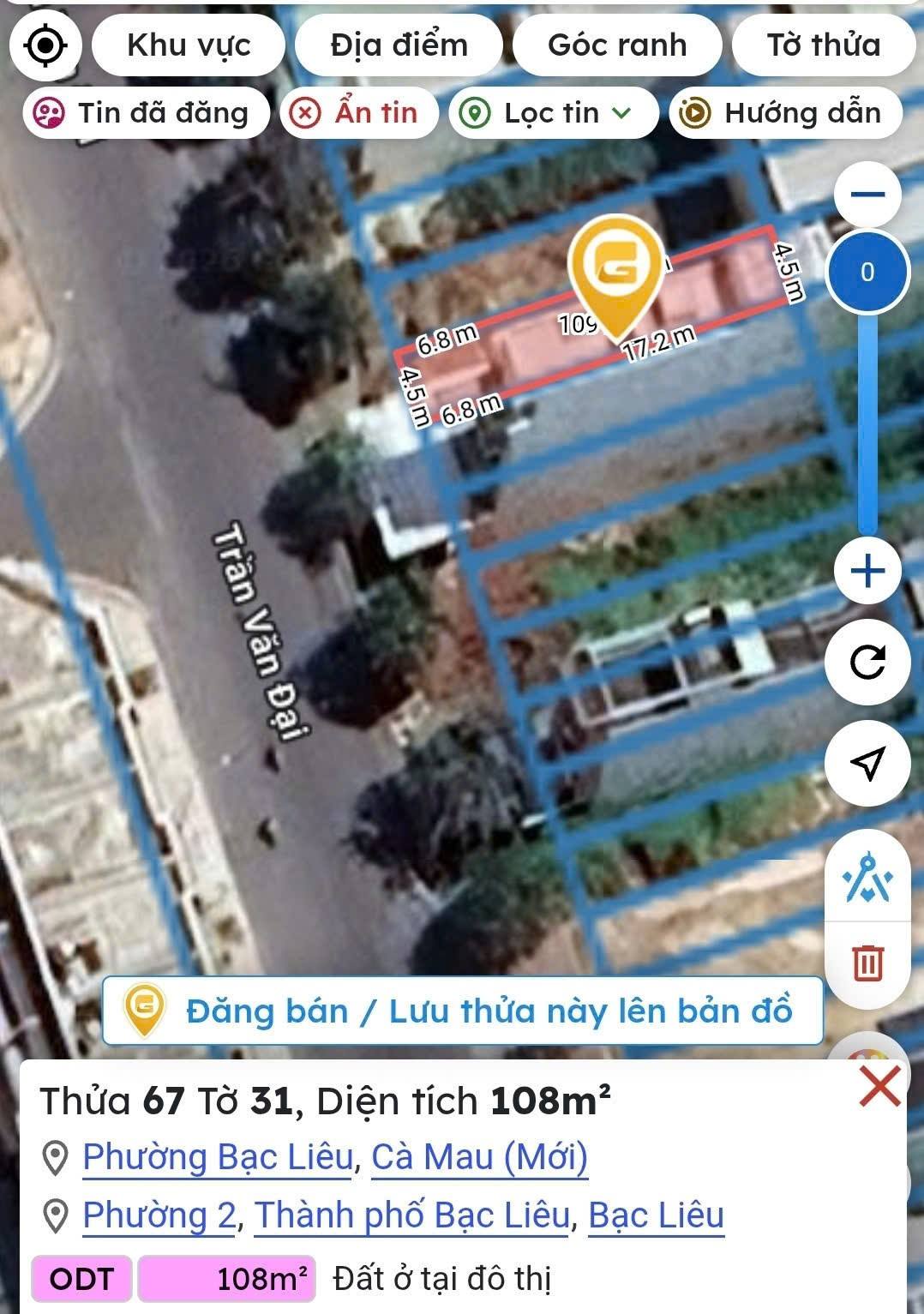 Bán nền tiếp giáp mặt tiền đường Trần Văn Đại, Phường 2, TP. Bạc Liêu, tỉnh Bạc Liêu 15990436