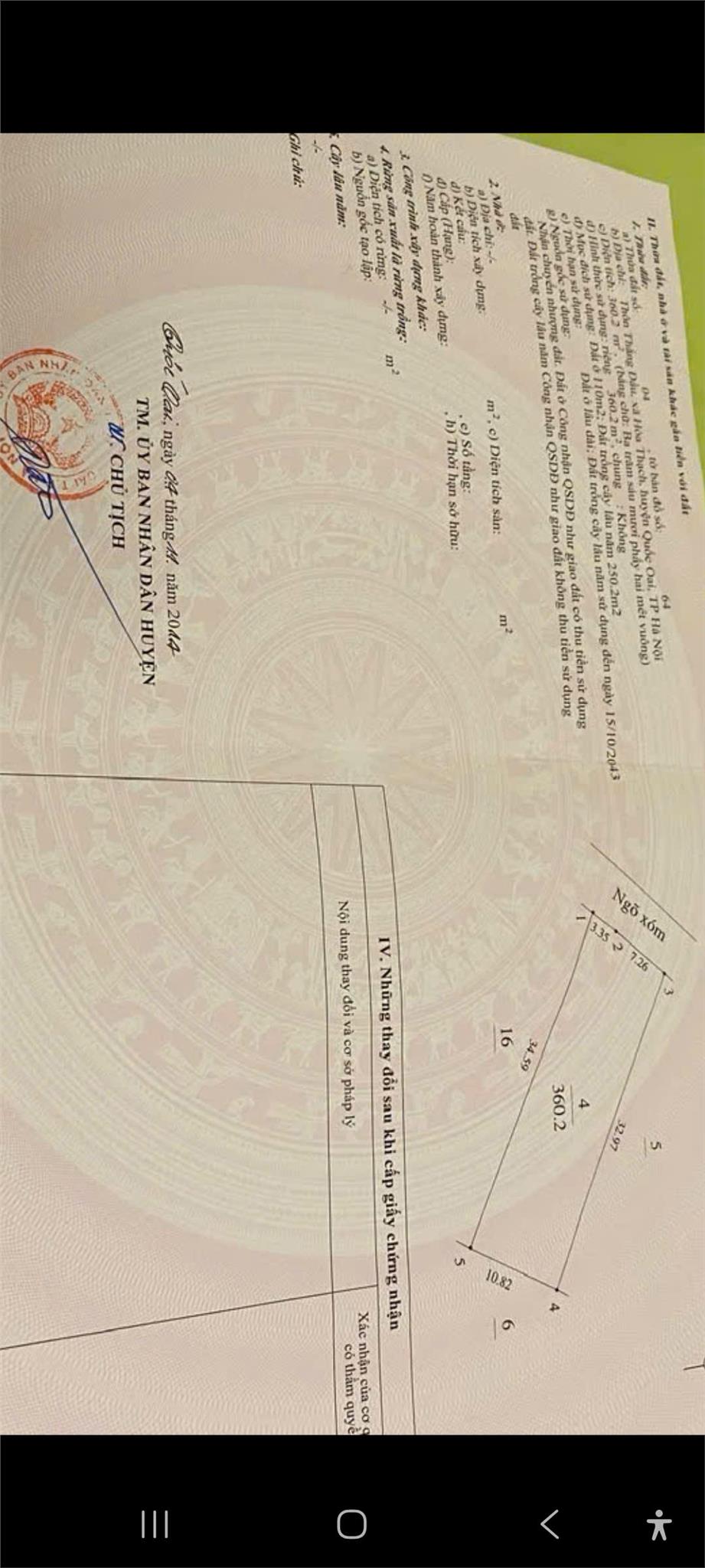 Bán đất diện tích lớn 360,2m² quốc oai giá siêu tốt 13,5tr/m² 15990601