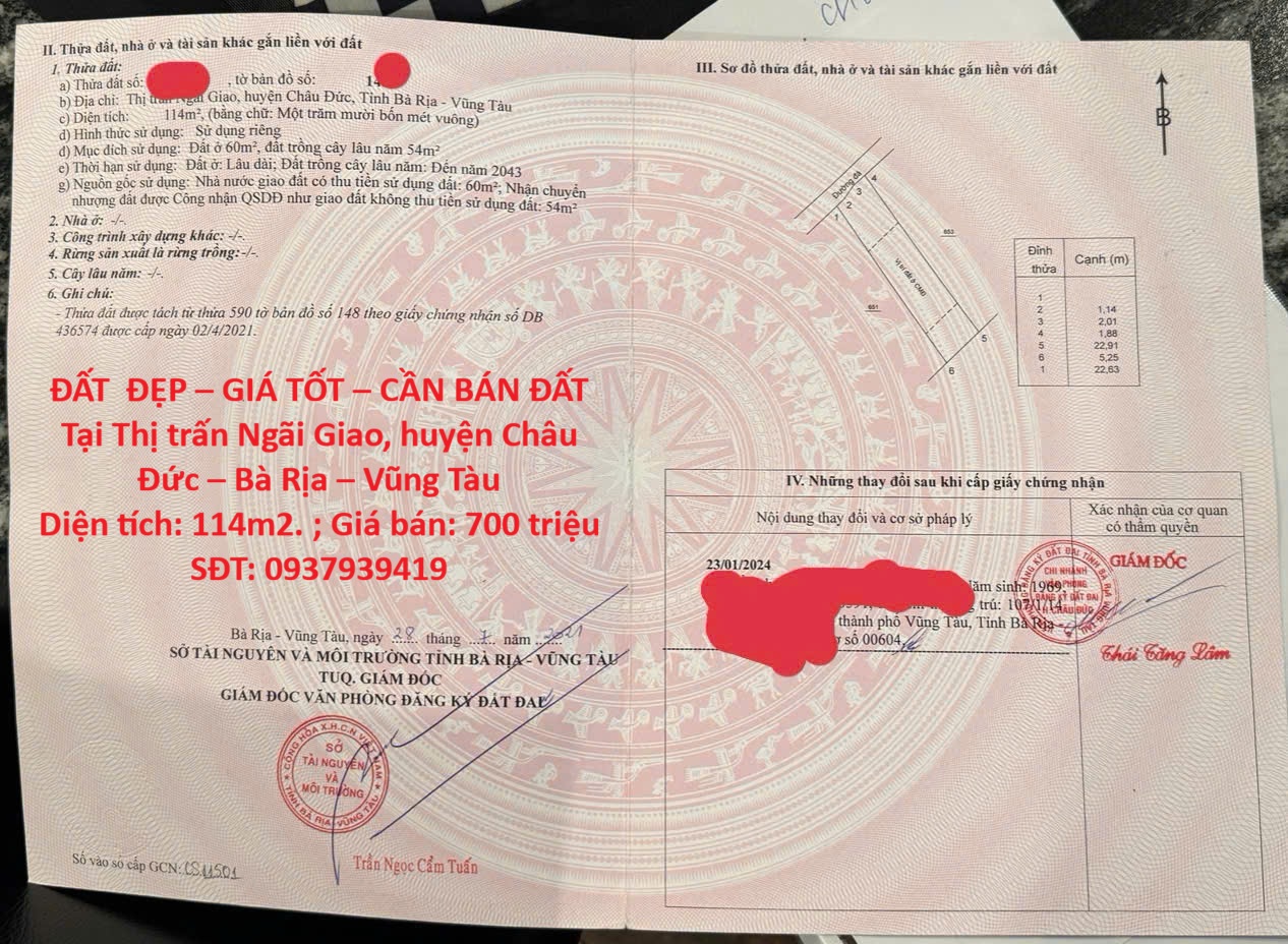 ĐẤT  ĐẸP – GIÁ TỐT – CẦN BÁN ĐẤT Tại Thị trấn Ngãi Giao, huyện Châu Đức – Bà Rịa – Vũng Tàu 15990876