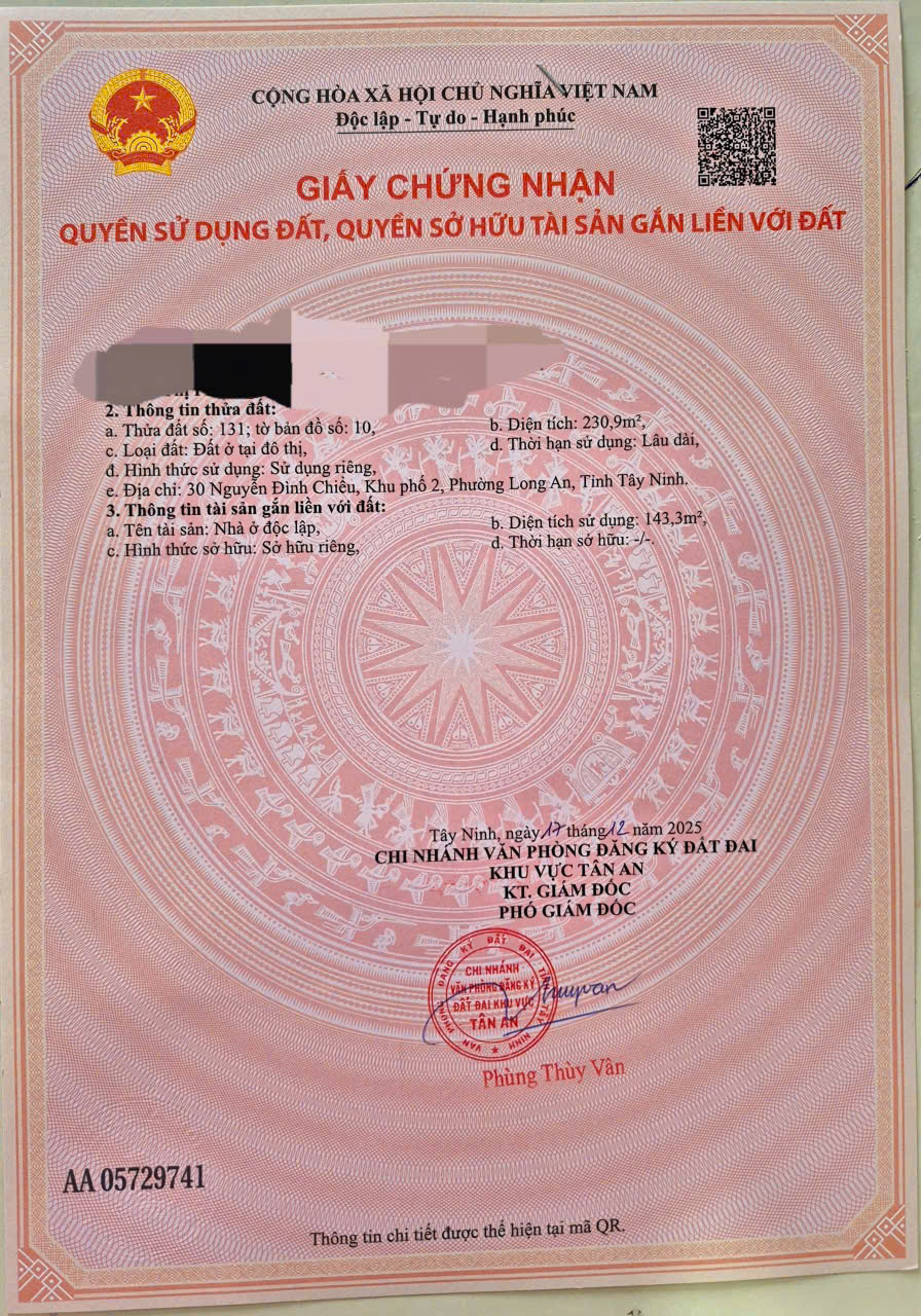 BÁN NHÀ ĐẸP TRUNG TÂM – CƠ HỘI ĐẦU TƯ và AN CƯ LÝ TƯỞNG - TP LONG AN. 15991289