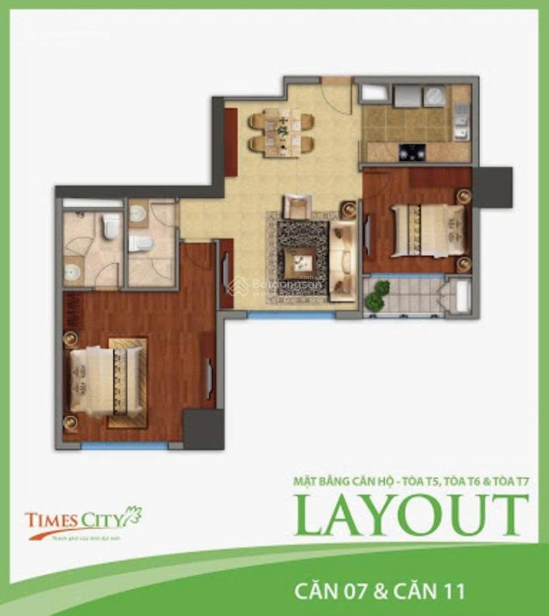 Chính chủ bán căn hộ 2 phòng ngủ thiết kế hợp lý nhất dự án Times City 15991630