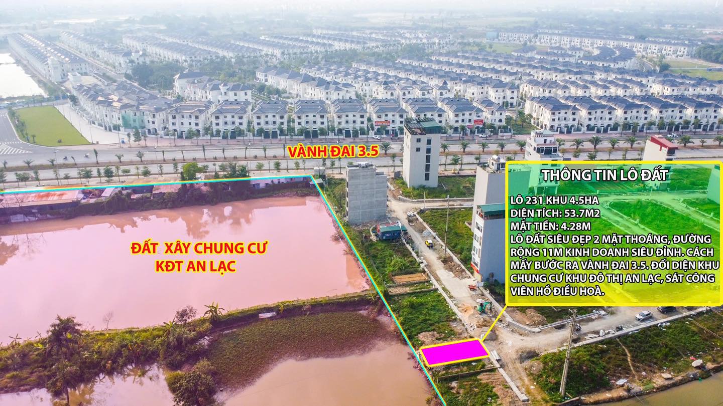 Thanh khoản lô đất cực hiếm khu đất dịch vụ 4.6 ha Vân Canh sát An Lạc Symphony 3 bước chân ra vành 15991694
