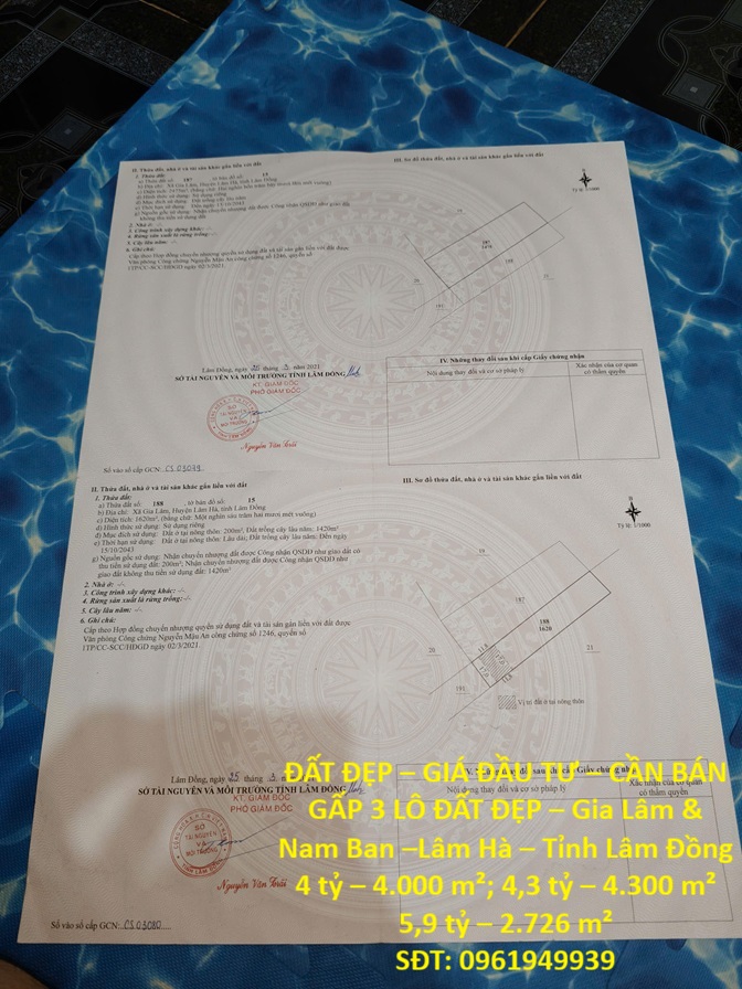 ĐẤT ĐẸP – GIÁ ĐẦU TƯ – CẦN BÁN GẤP 3 LÔ ĐẤT ĐẸP – Gia Lâm & Nam Ban –Lâm Hà – Tỉnh Lâm Đồng 15991756