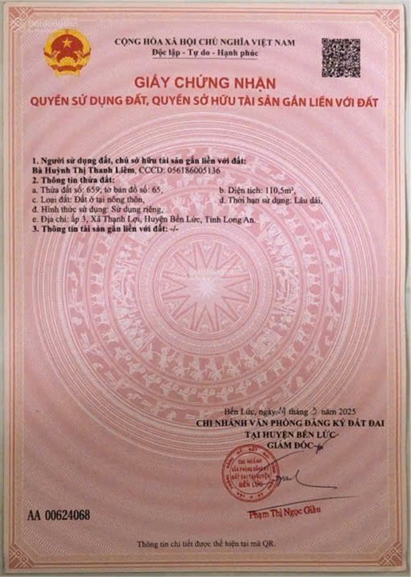 ĐẤT THỔ CƯ ĐẸP – GIÁ TỐT CHÍNH CHỦ CẦN BÁN GẤP tại Xã Thạnh Lợi, Huyện Bến Lức, Long An 15991878