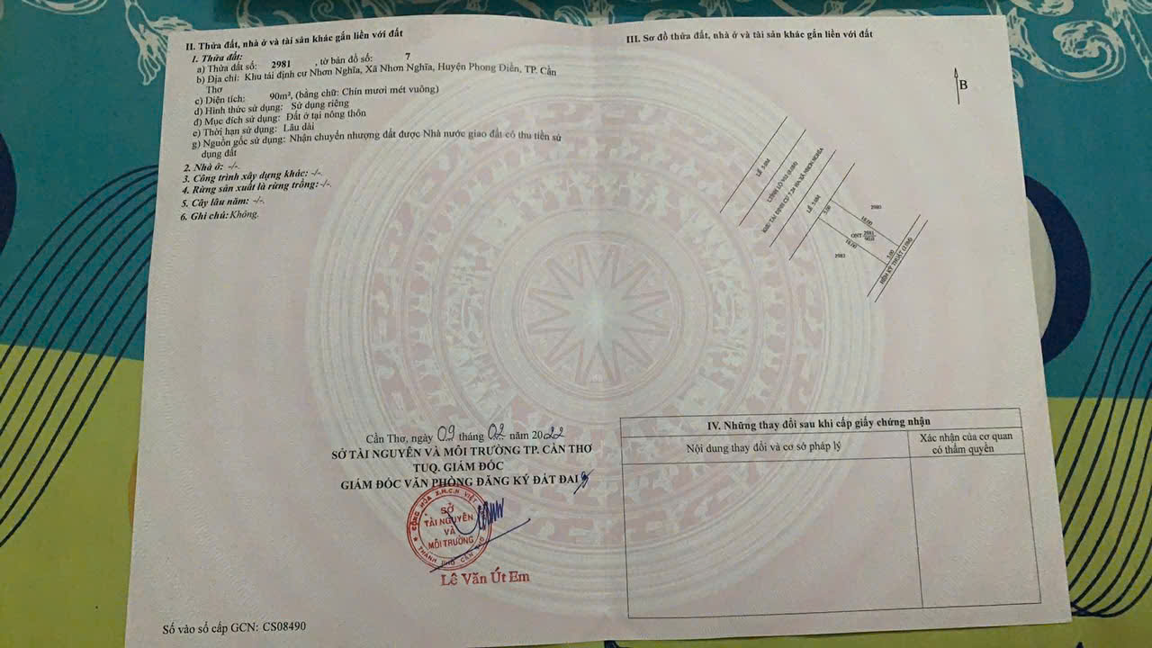 CHÍNH CHỦ CẦN BÁN LÔ ĐẤT CÓ VỊ TRÍ ĐẸP TẠI XÃ NHƠN NGHĨA - HUYỆN PHONG ĐIỀN - TP CẦN THƠ. 15992460