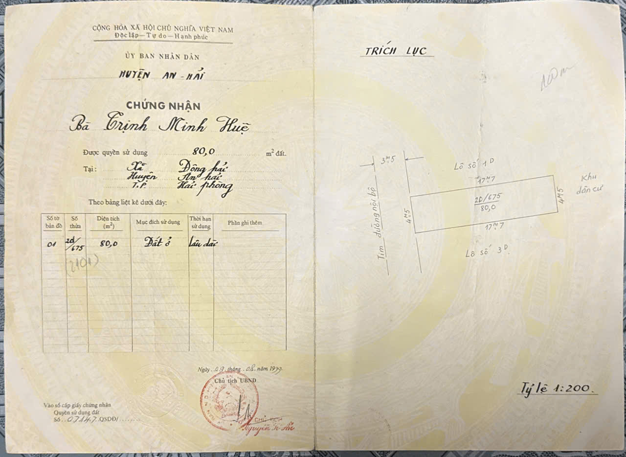 BÁN ĐẤT PHƯƠNG LƯU – ĐÔNG HẢI 1 – ĐƯỜNG 3 Ô TÔ TRÁNH – GIÁ 50TR/M² 15992904