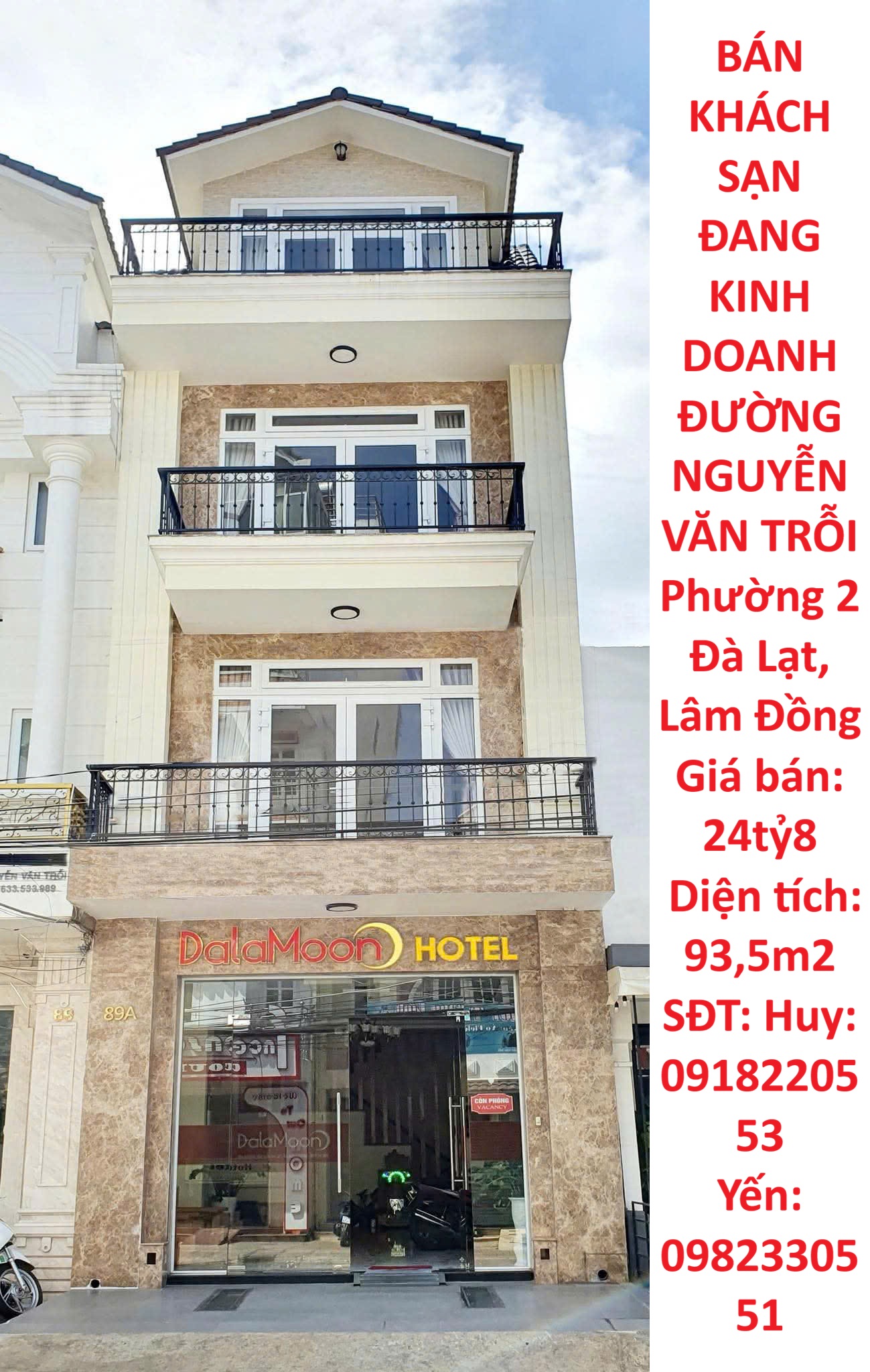 BÁN KHÁCH SẠN ĐANG KINH DOANH ĐƯỜNG NGUYỄN VĂN TRỖI Phường 2 Đà Lạt, Lâm Đồng 15993160