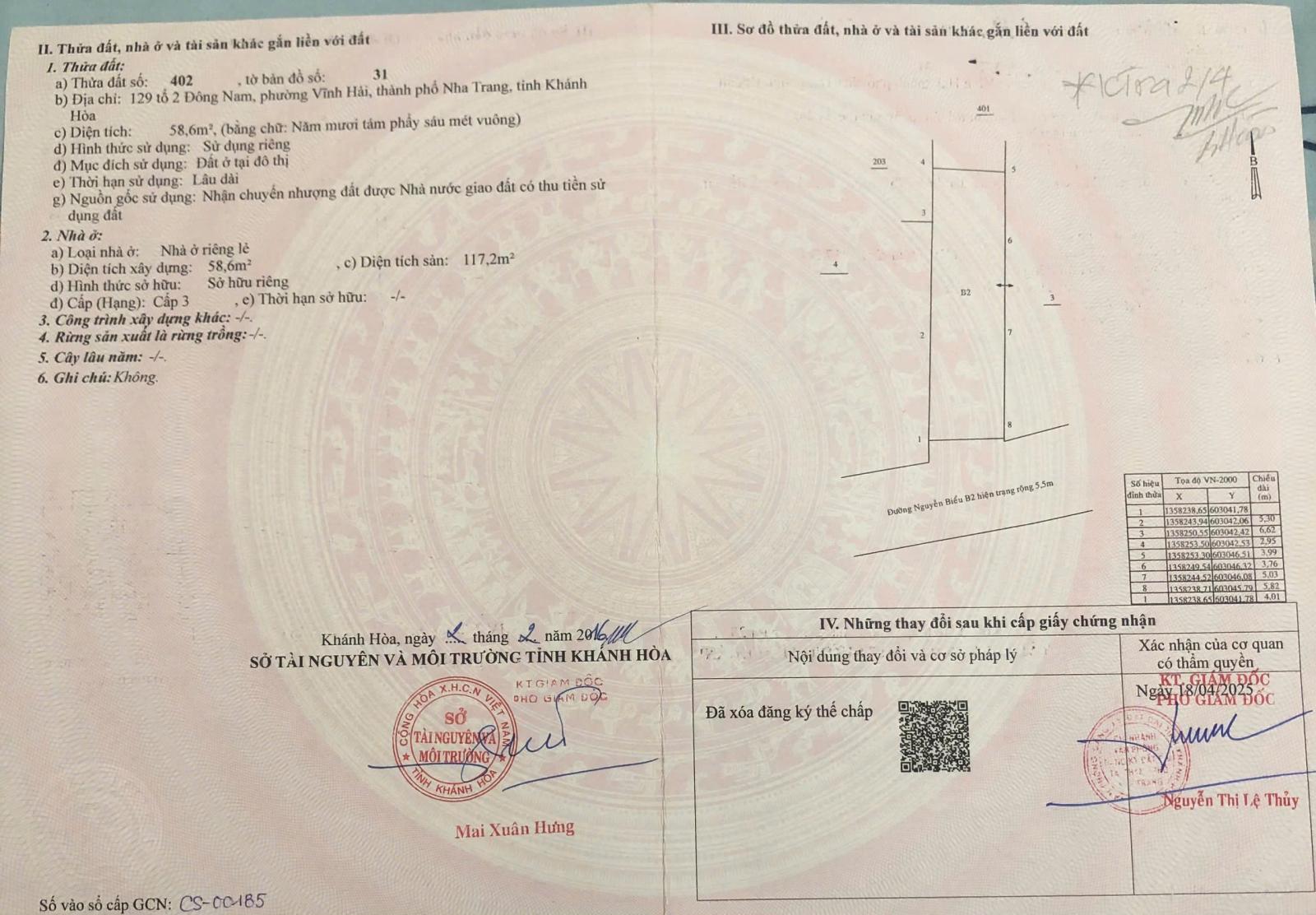 CHÍNH CHỦ BÁN NHÀ MỚI XÂY,  ĐẸP ,VĨNH HẢI, NHA TRANG, KHÁNH HÒA 15993227