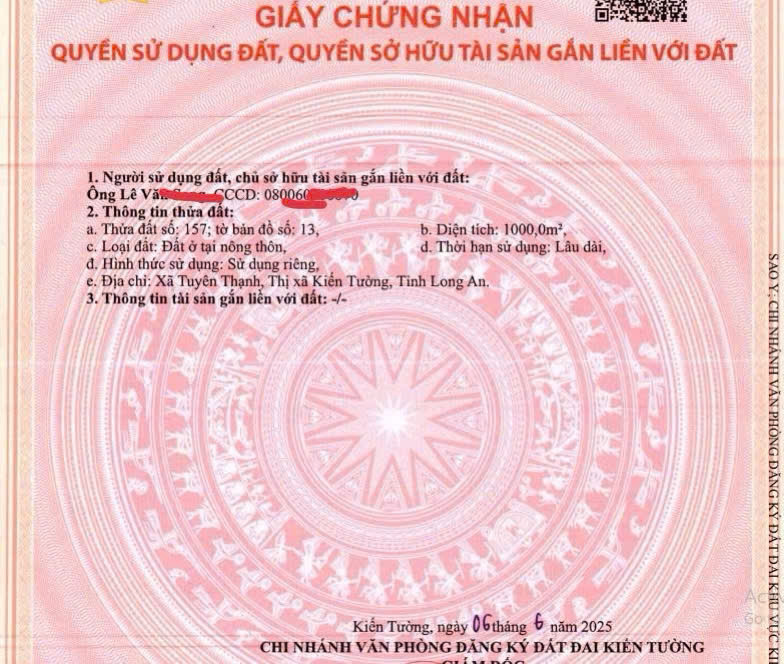 CHÍNH CHỦ BÁN 1000m2 ĐẤT THỔ CƯ – GIÁ TỐT TẠI LONG AN 15993235