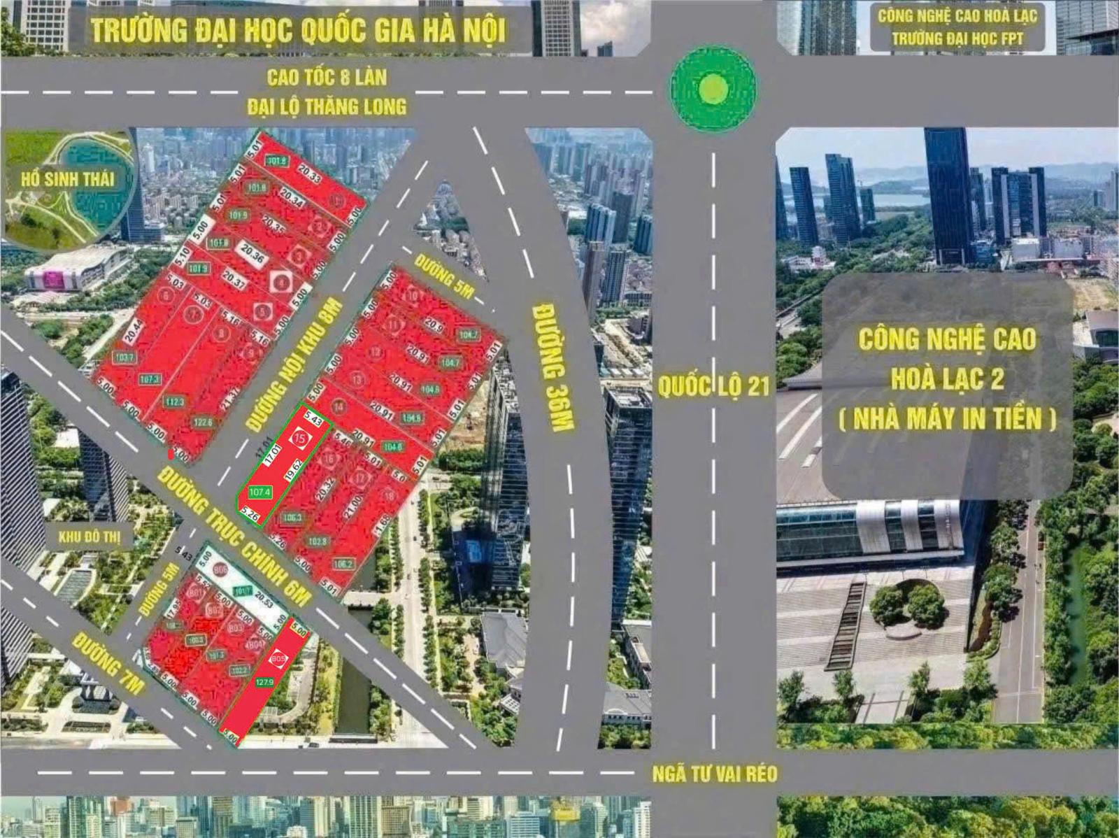 Chính Chủ Bán đất Liền Kề : 101.7m2 đất fun thổ cư. 4.x tỷ . Thôn 7 Phú Cát / Hòa Lạc/ Hà Nội, lh 15993582