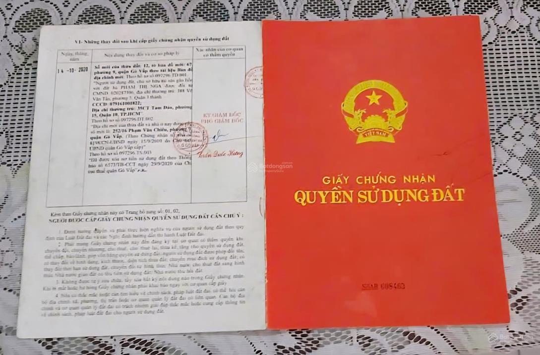 BÁN ĐẤT HXH 252 PHẠM VĂN CHIÊU P8, 5MX20M CN 100M2 GIÁ CHỈ 8,8 TỶ 15993819