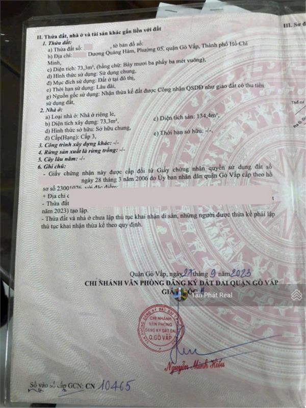 BÁN ĐẤT HXH 252 PHẠM VĂN CHIÊU P8, 5MX20M CN 100M2 GIÁ CHỈ 8,8 TỶ 15993819