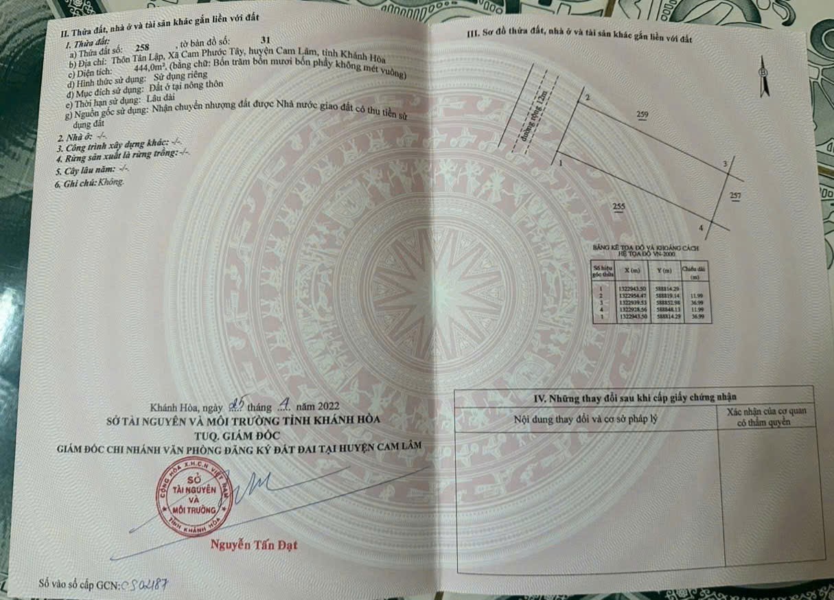 ĐẦU TƯ SINH LỜI - Chính Chủ Bán Lô Đất Tại xã Cam Phước Tây, Cam Lâm, Khánh Hòa 15993846