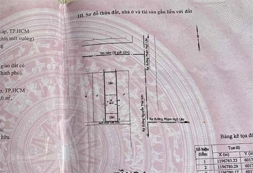 HẺM XE TẢI 12M thông NGUYỄN THÁI SƠN, P3, 4x17 cn 69m2. GPXD 6 Tầng. 9,5T 15993852