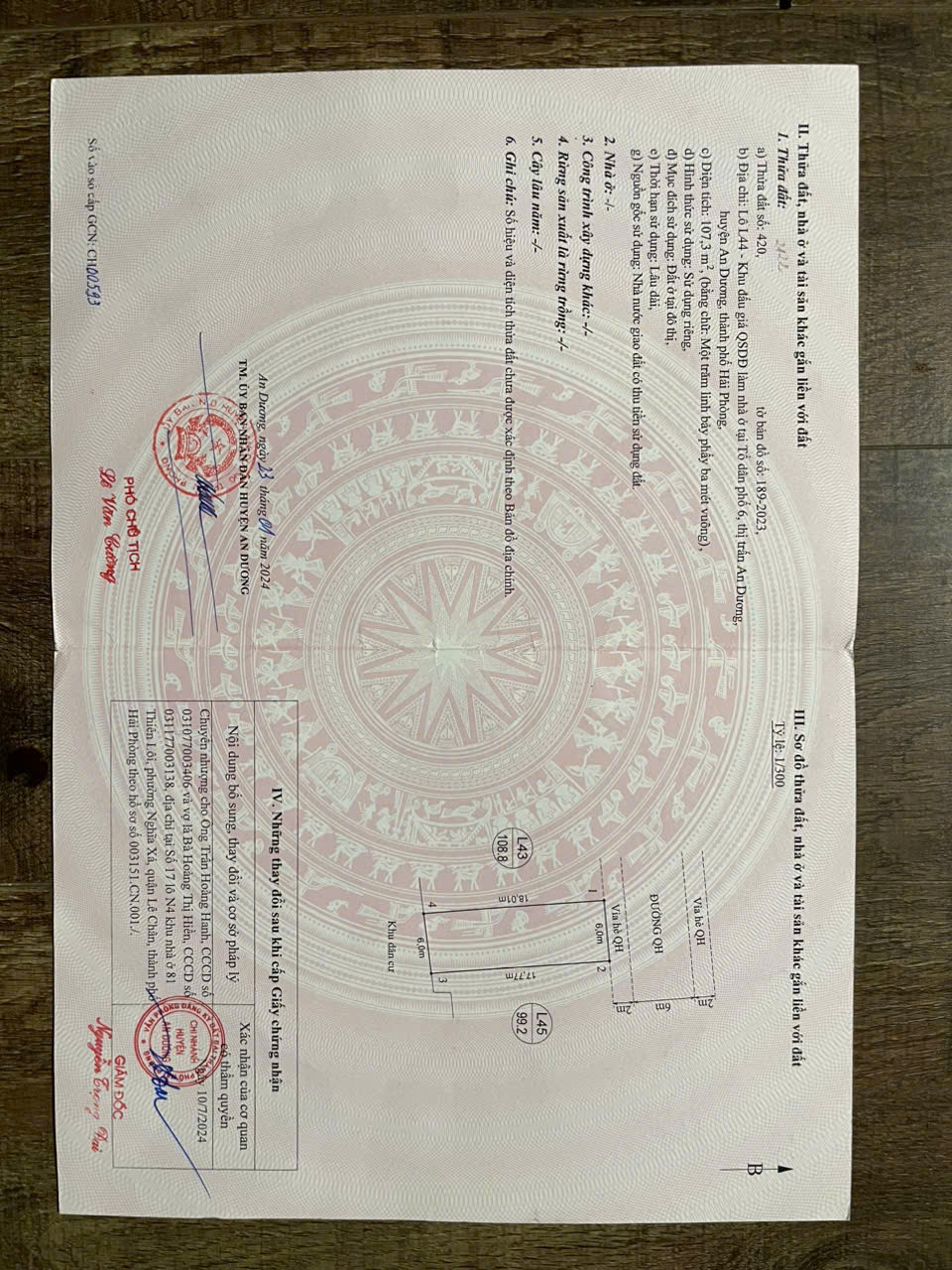 Bán lô 44 diện tích 107m2 khu đấu giá tổ 6 TT.An Dương - Giá: 3,x tỷ 15993954