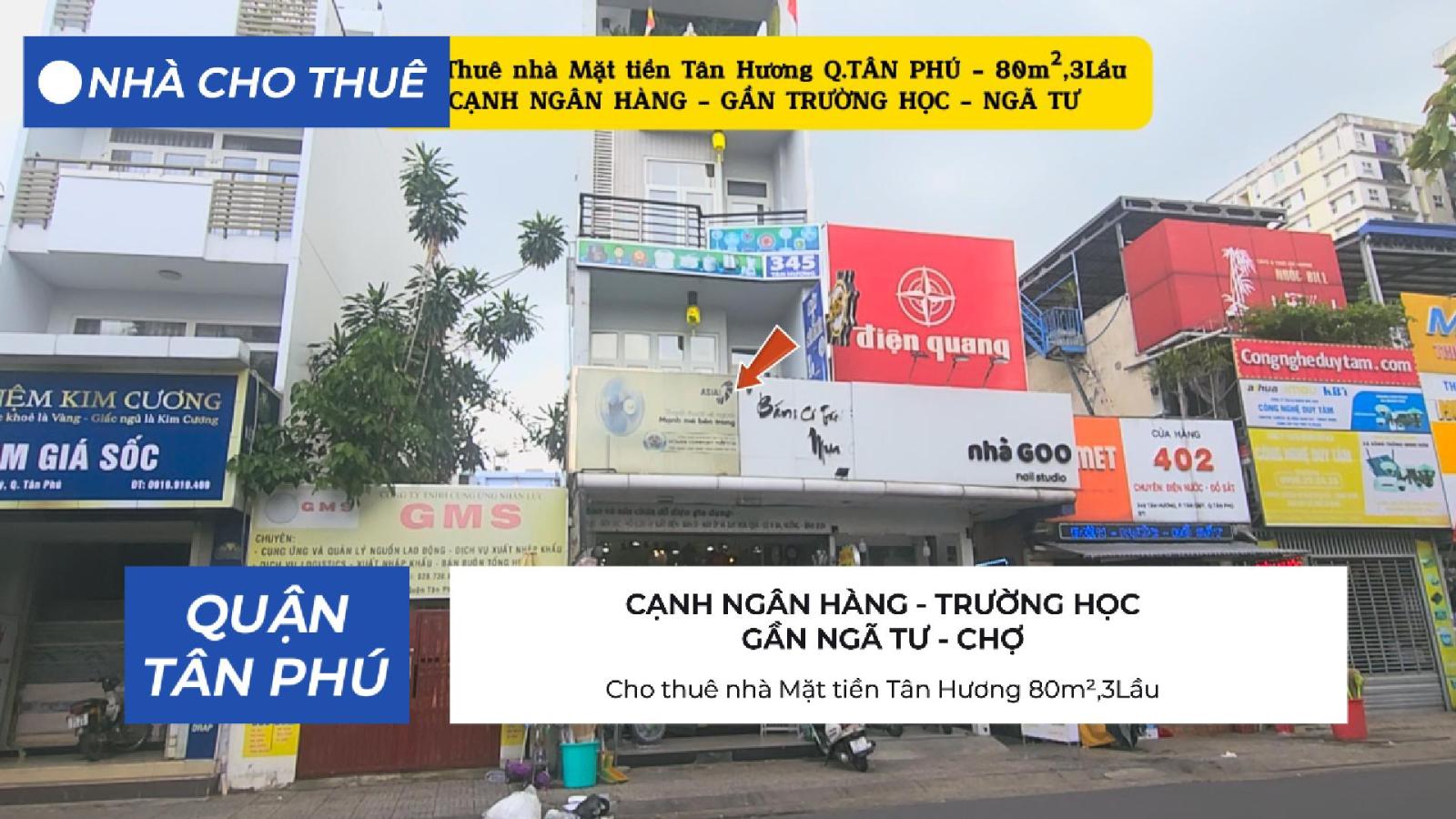 Cho thuê nhà Mặt tiền Tân Hương 80m²,3Lầu, 25Triệu - CẠNH NGÂN HÀNG - NGÃ TƯ 15994144