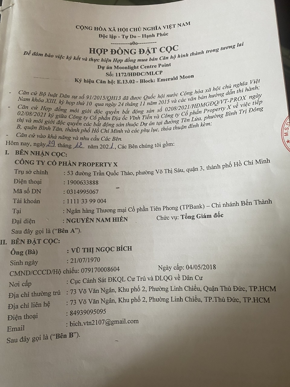 CHÍNH CHỦ BÁN CĂN HỘ 1 PN+1, 35.98M2, DỰ ÁN MOONLIGHT CENTRE POINT, QUẬN BÌNH TÂN, HCM 15994306